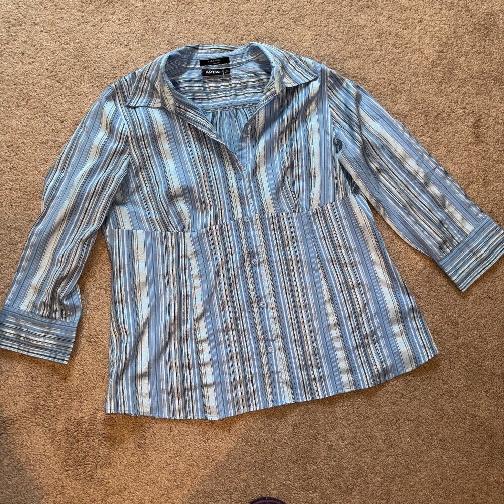 FINAL PRICE Apt. 9 Blue Striped Button-Down Stretch Dress Shirt XL